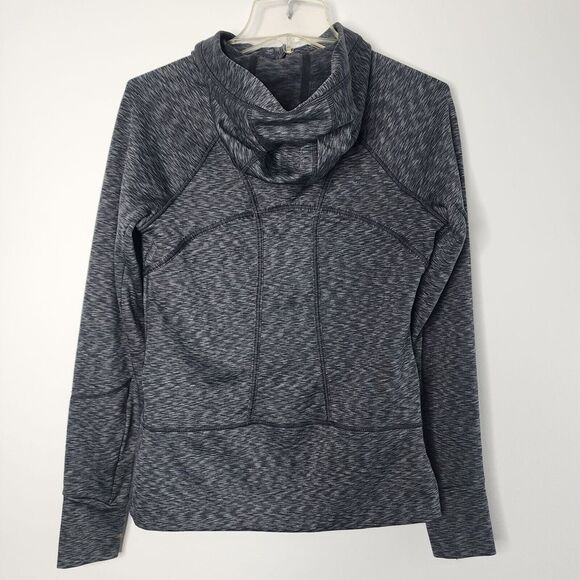 Athleta Hoodie Women M Black Gray Full‎ Zip Hooded Fleece Performance READ - Picture 2 of 7